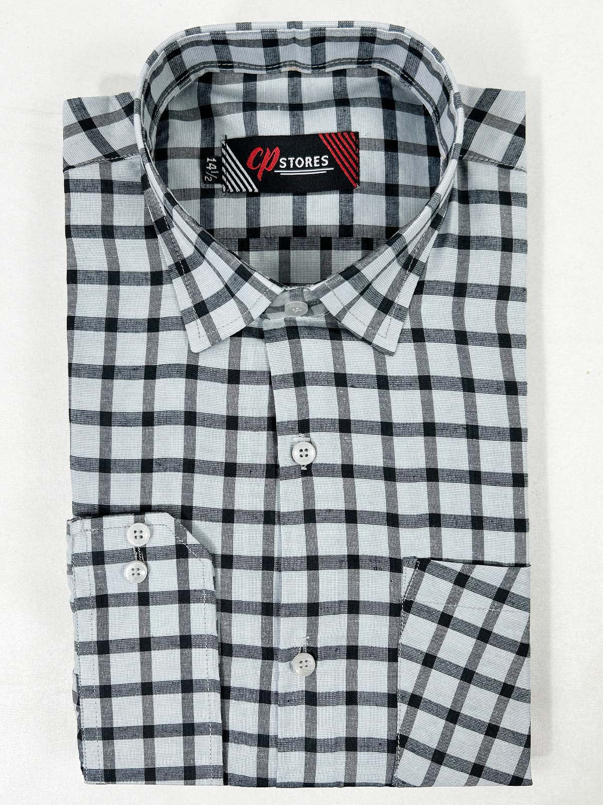 Grey Checks Formal Dress Shirt For Men MFS371