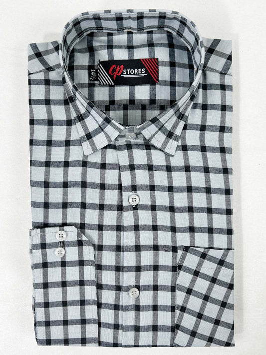 Grey Checks Formal Dress Shirt For Men MFS371