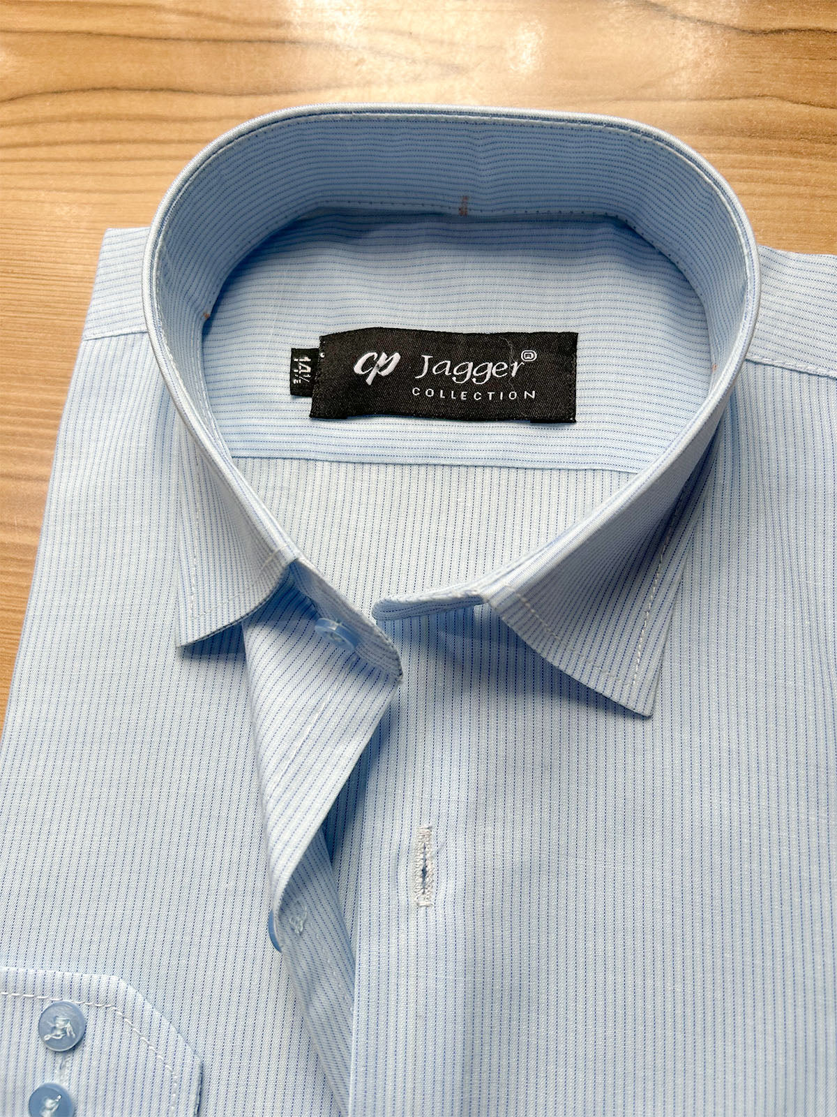 MFS738 Light Blue Pinstriped Formal Dress Shirt For Men