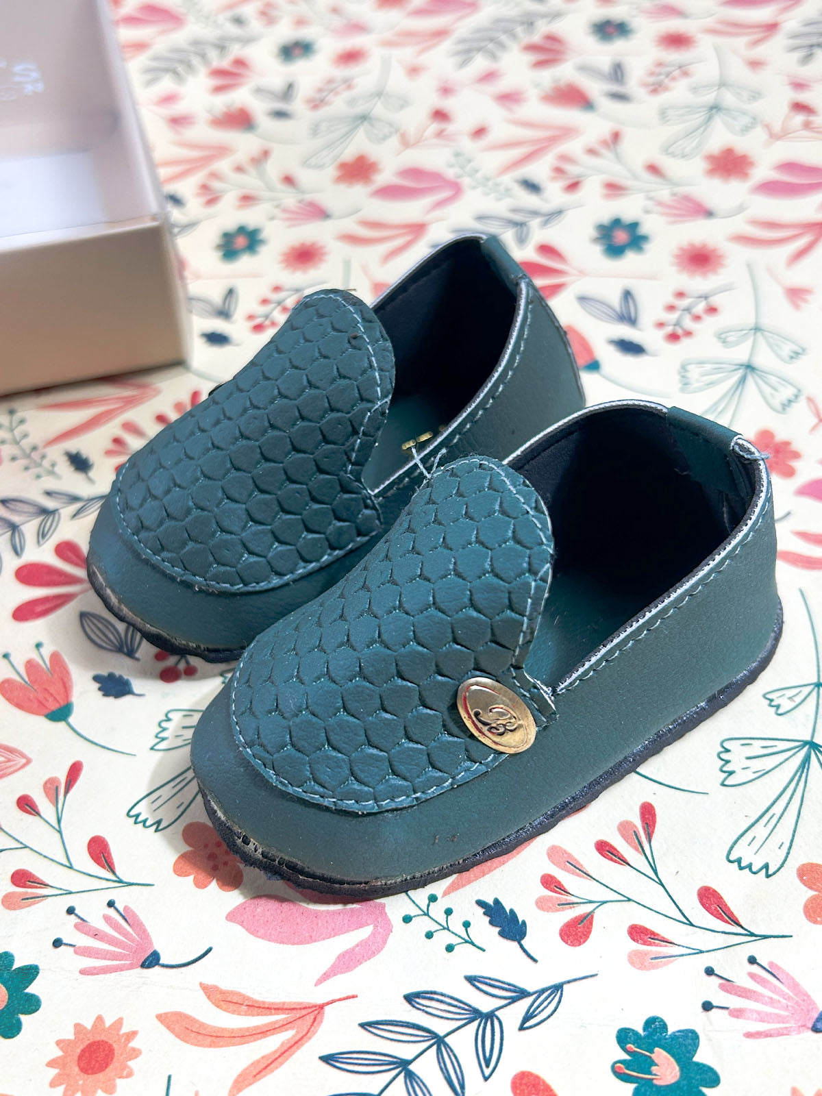 Deep Teal Loafer Booties For Newborn NB94