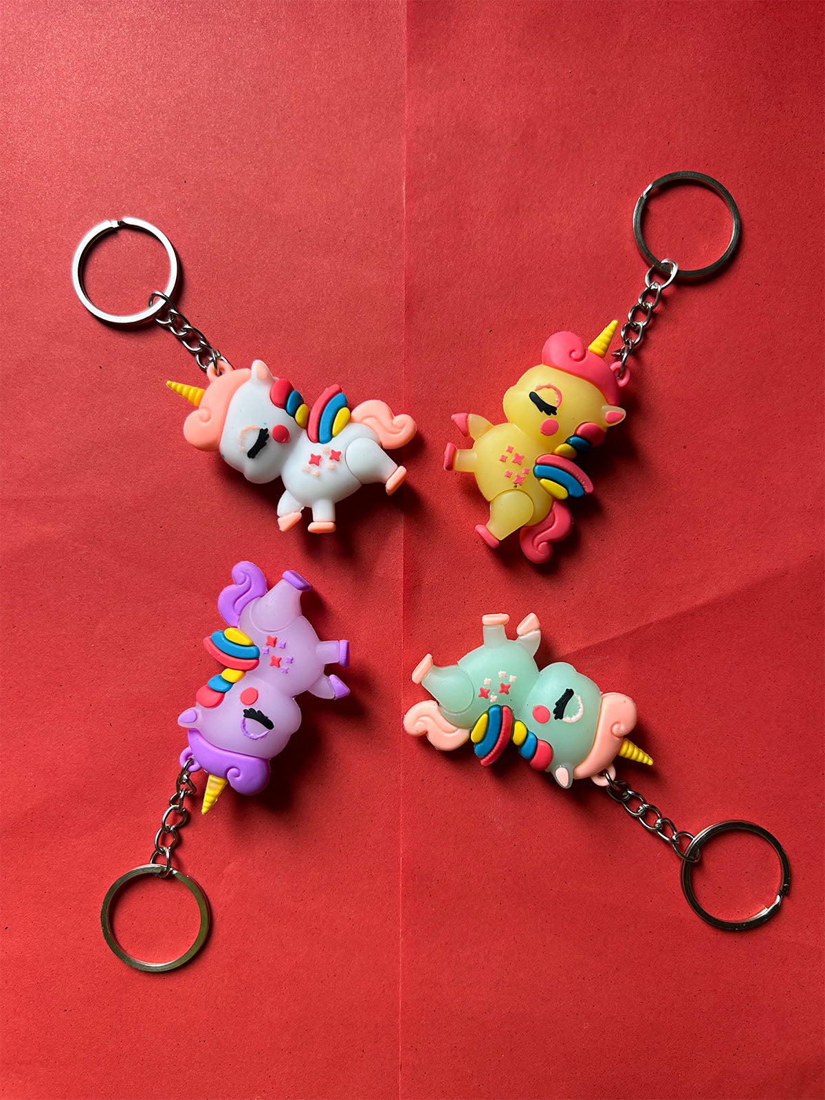 KC30 Pack of 4 Unicorn Key Chain Multicolor