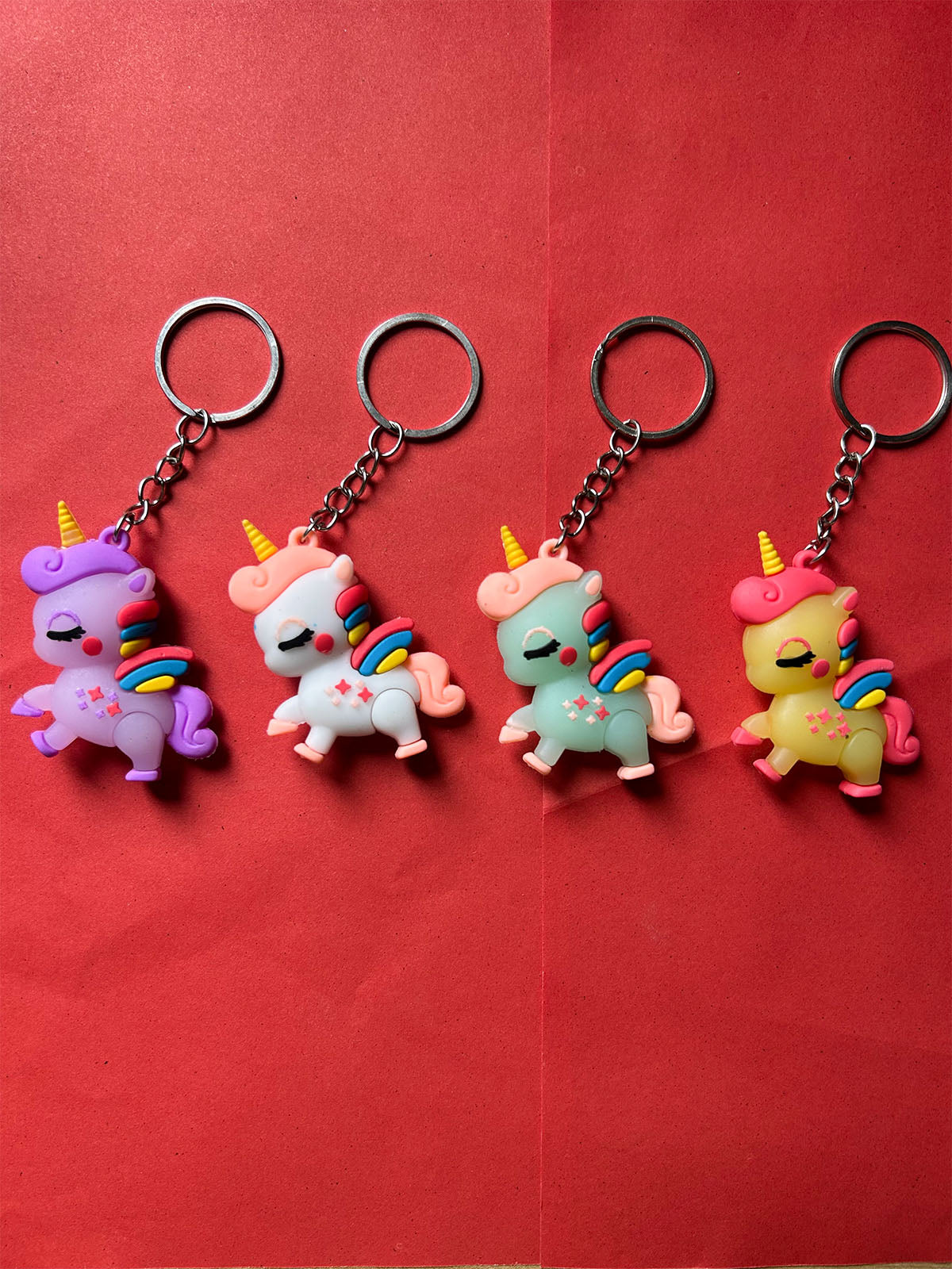 KC30 Pack of 4 Unicorn Key Chain Multicolor