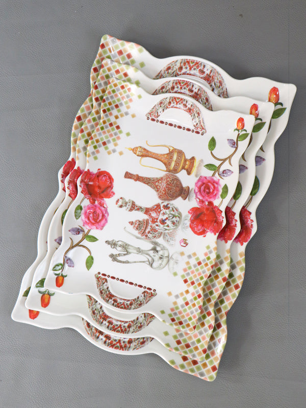 Pack of 3 Melamine Serving Tray D-02