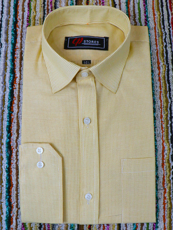 Light Yellow Lines Formal Dress Shirt For Mens AZ MFS61