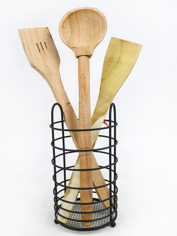 Free-Standing Cutlery Holder with Mesh Bottom