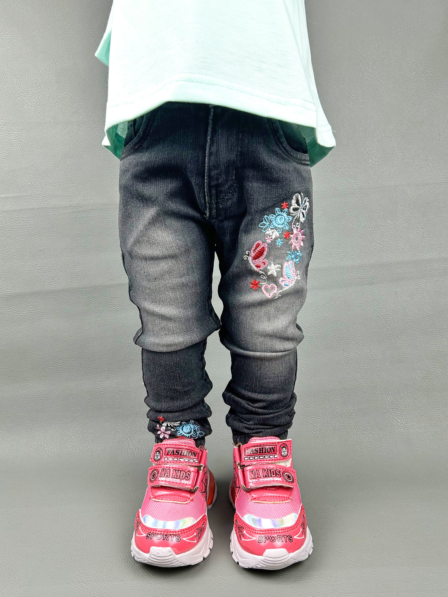 3Yrs - 13Yrs Grey Shade Stretchable Denim Jeans For Girls GJ05