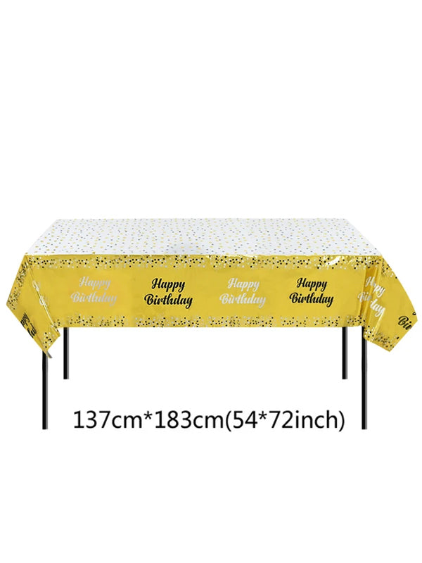 Birthday Plastic Table Cover 54×72 - Golden