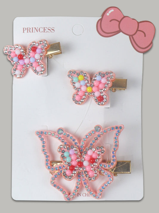 Pack Of 3 Butterfly Pink Hair Clips For Girls GHC47