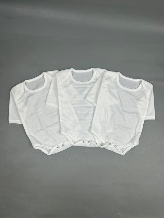 0Mth - 3Mth Pack of 3 White Body Suit For Newborns