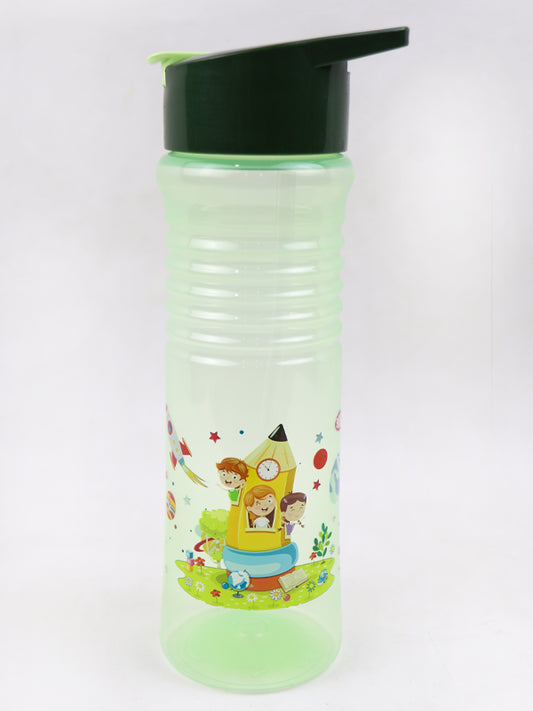 Plastic Transparent Water Bottle Cartoon Green - 650ML