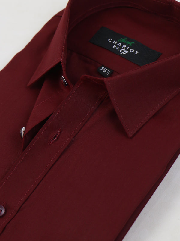 Men's Formal Dress Shirt Plain D Maroon