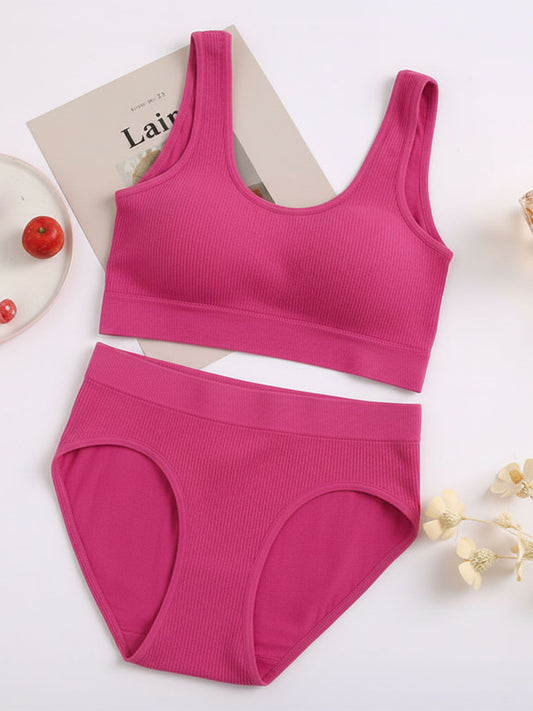 Seamless Pink Padded Bra Panty Lingerie Set for Girls and Women LB50