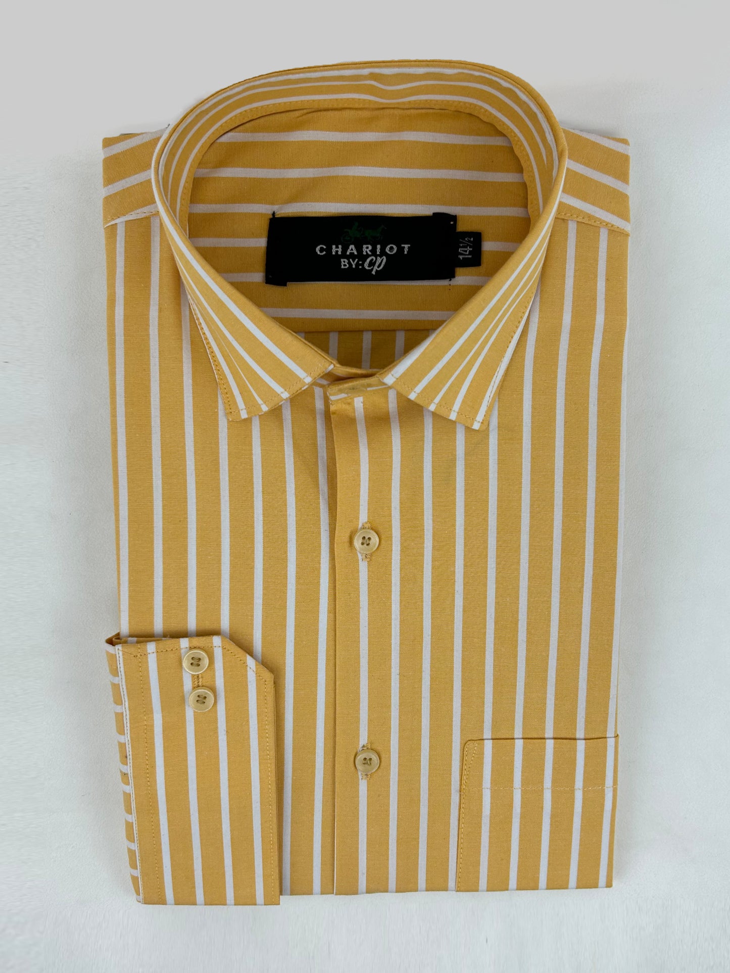 Yellow Stripes Formal Dress Shirt For Men ZH MFS221