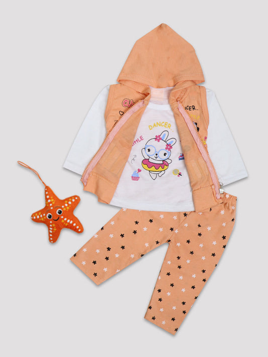 RG 3Pc Newborn Baby Suit 3Mth - 9Mth Cute Dancer Light Peach