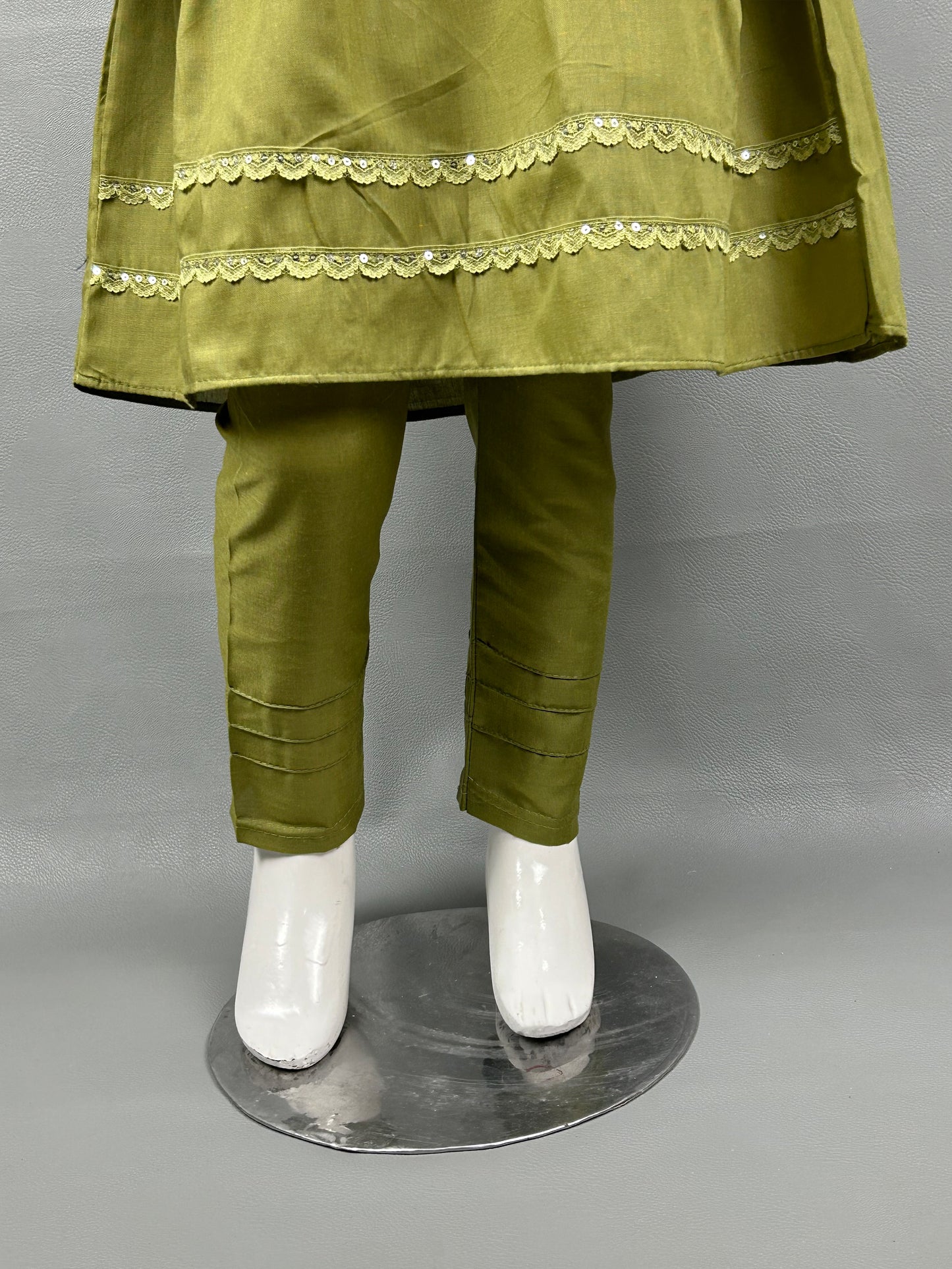 5Yr - 12Yrs Dark Green Embroidered Suit For Girls RZ GS193