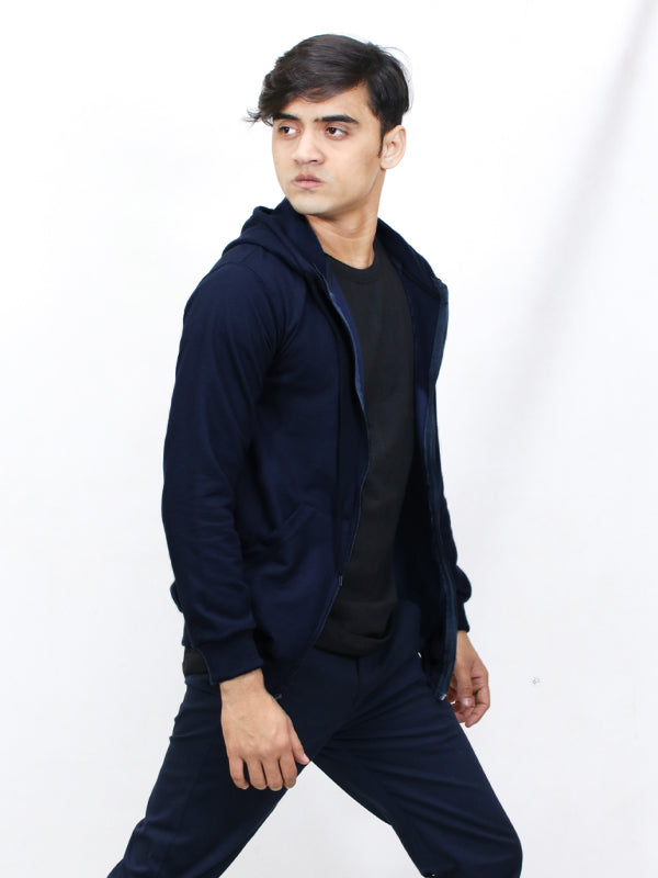 MM Unisex Zipper Hoodie Dark Navy Blue