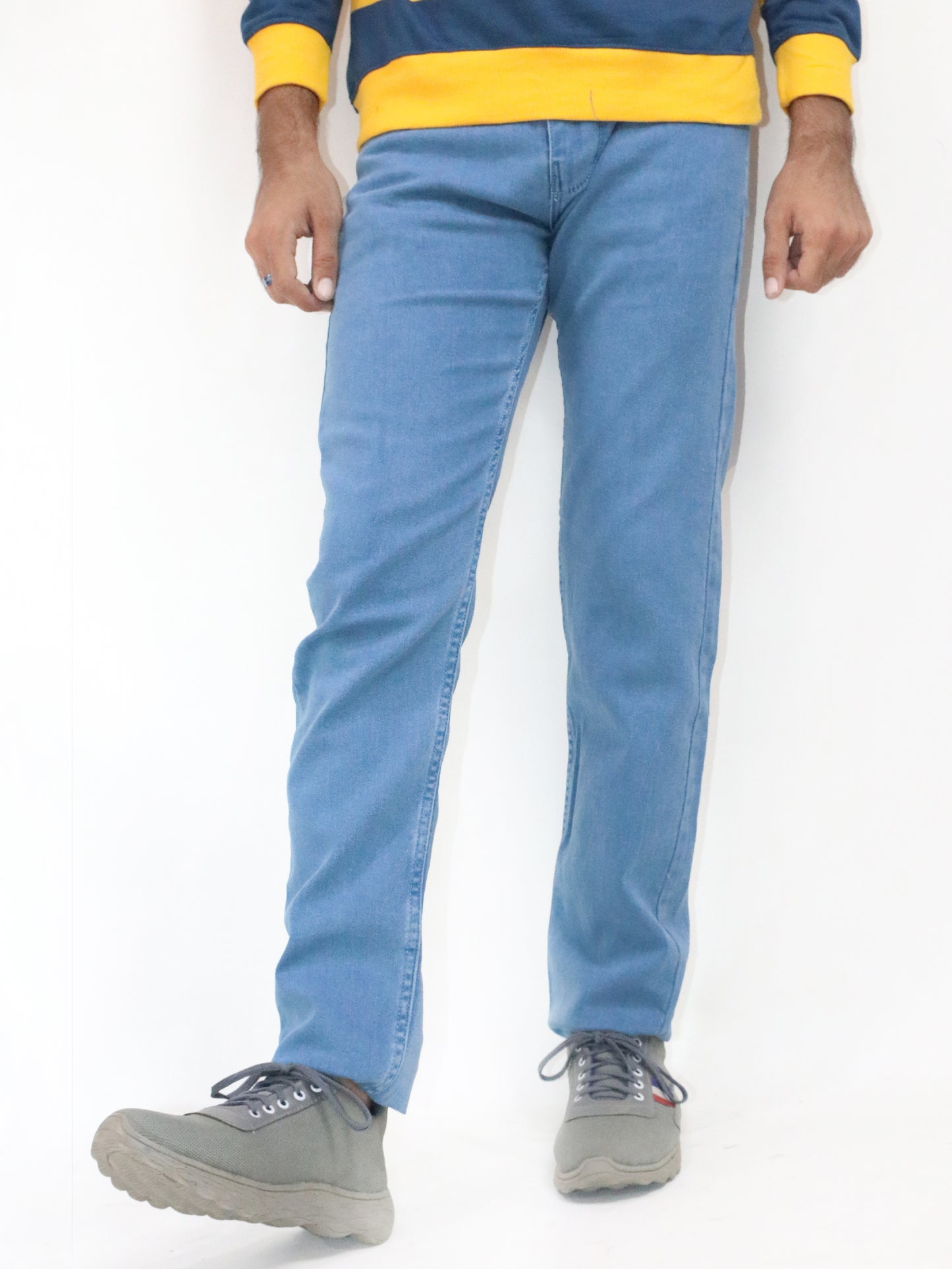 Light Blue Regular Fit Stretchable Jeans For Men MDJ12