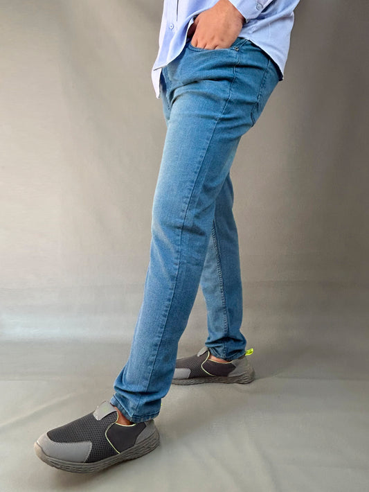 Light Blue Regular Fit Stretchable Jeans For Men MDJ15