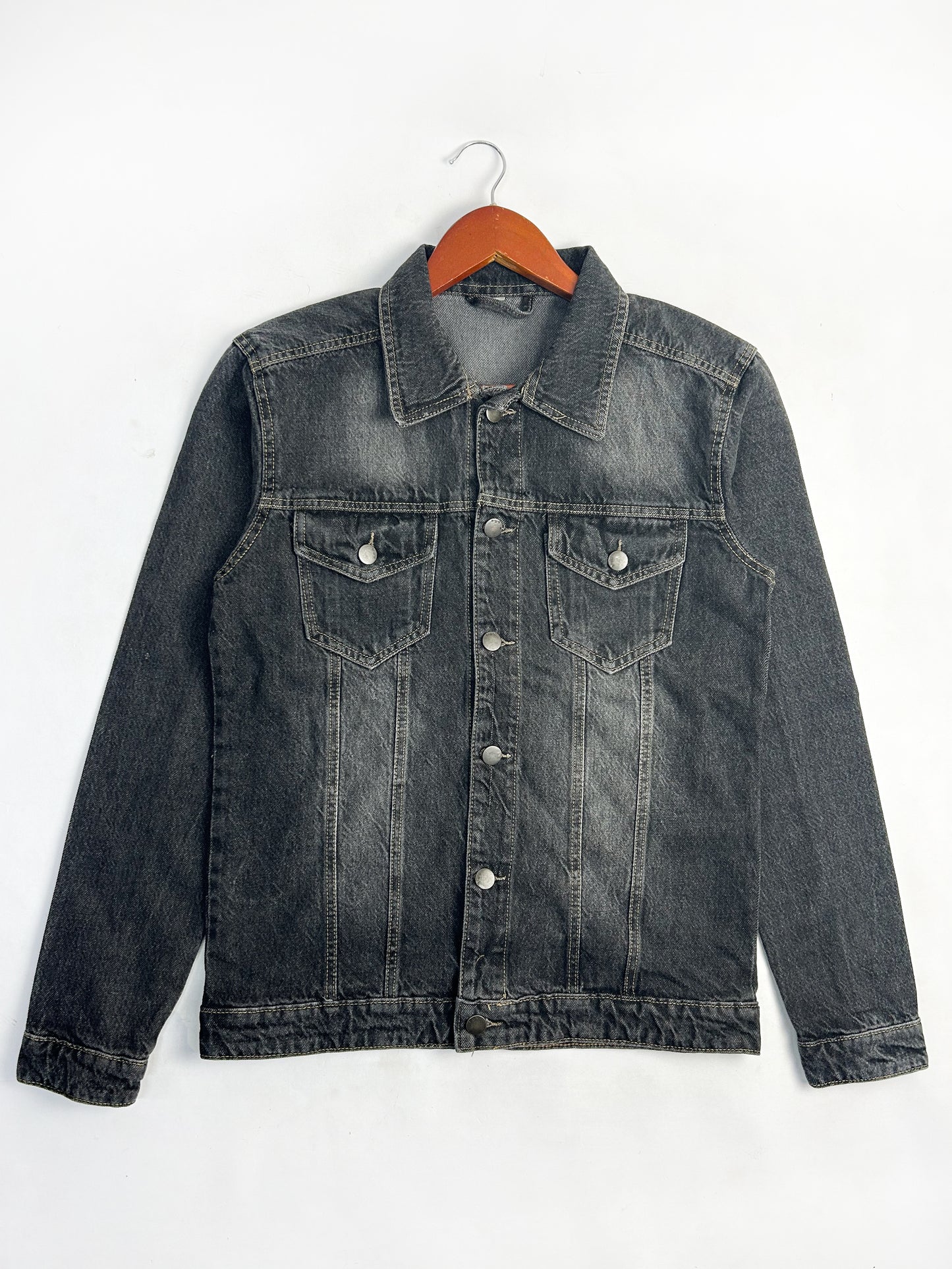 Faded Black Denim Jacket For Women WJ03