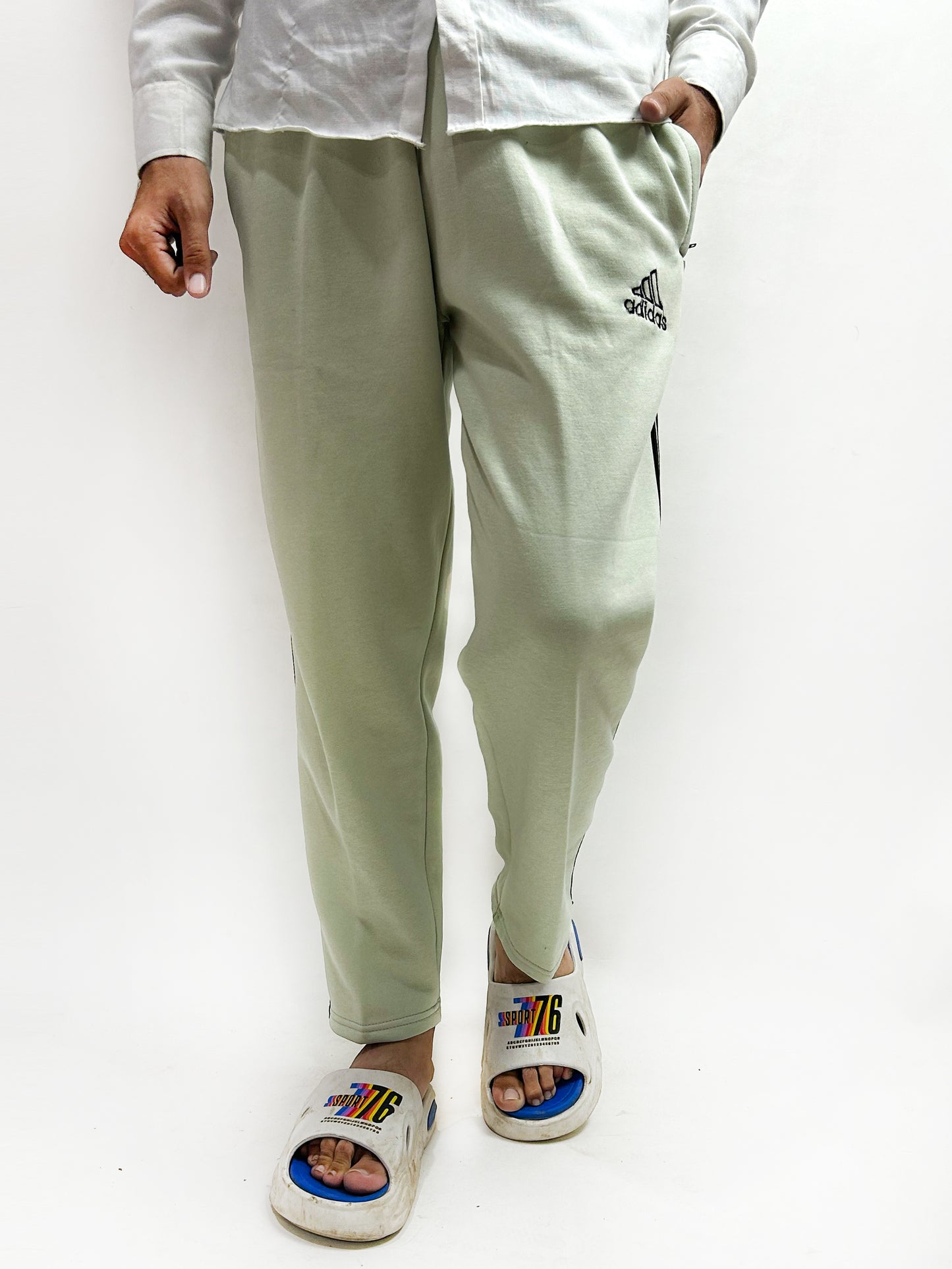 Light Green AD Fleece Trouser For Men AH MT115