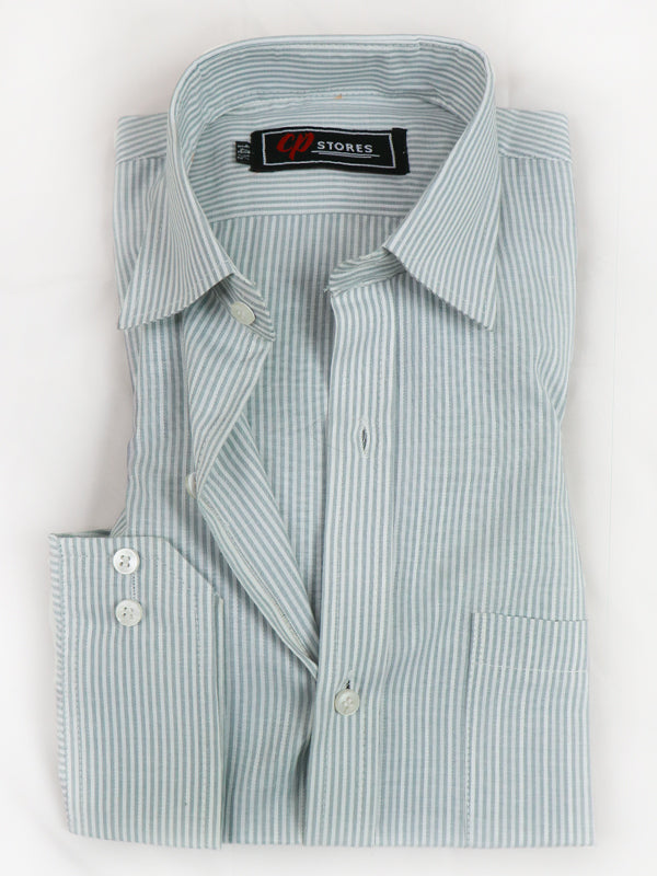 Light Green Lines Formal Dress Shirt For Mens AZ MFS59