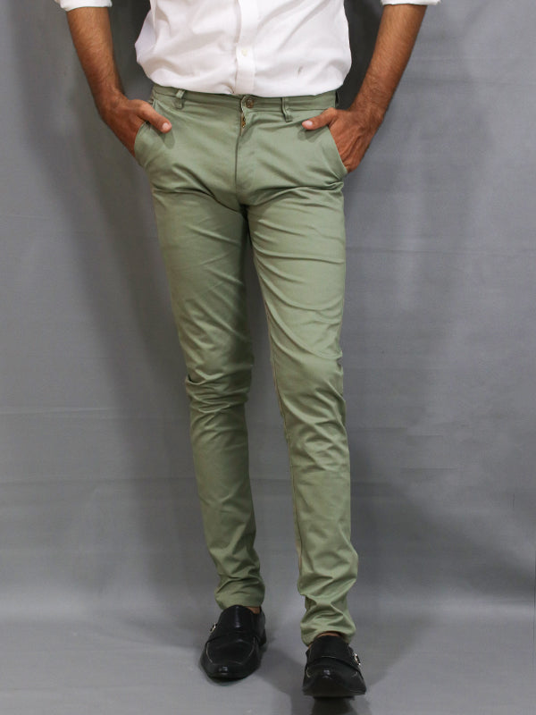 Hazel Green Cotton Chino Pant For Men MCP02