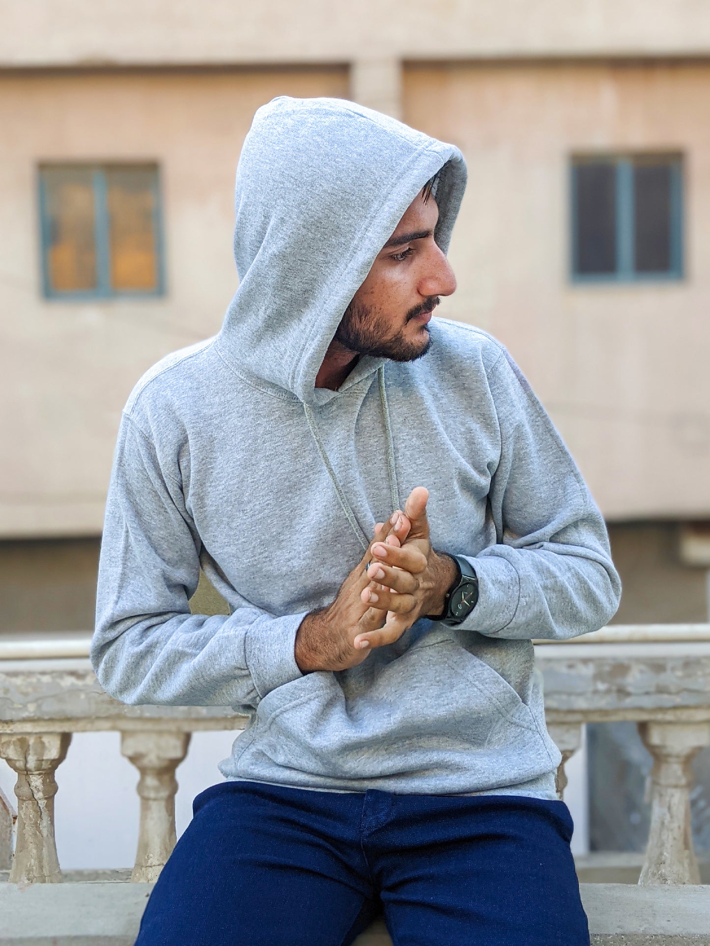 Light Grey Plain Pullover Hoodie Unisex MM MH08