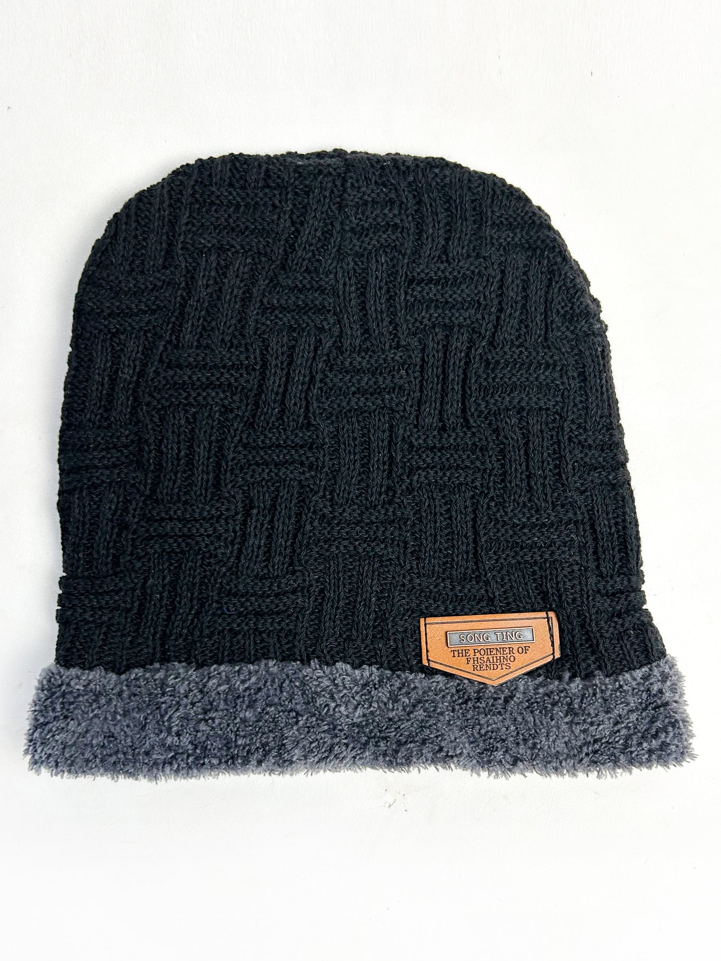 Black Multidesign Beanie Winter Cap For Men BWC02