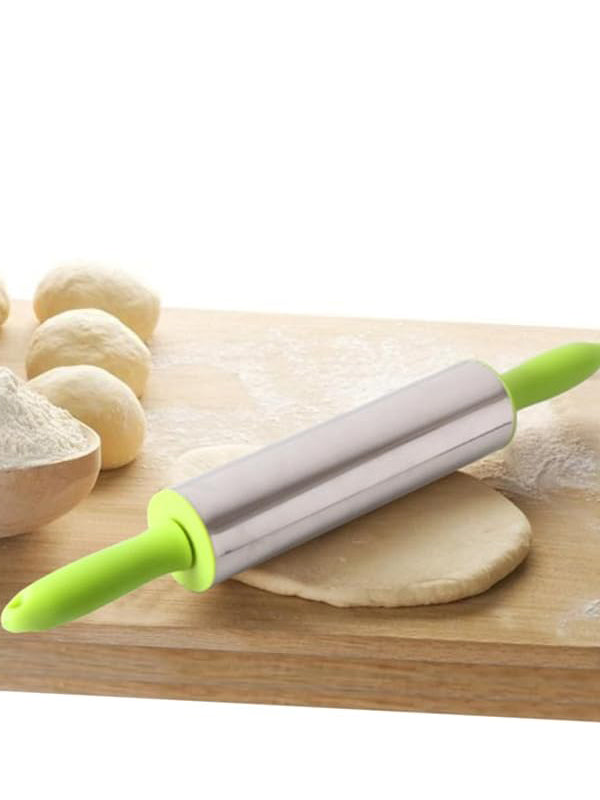 Stainless steel Rolling Pin Dough Roller With Plastic Handle Multicolor