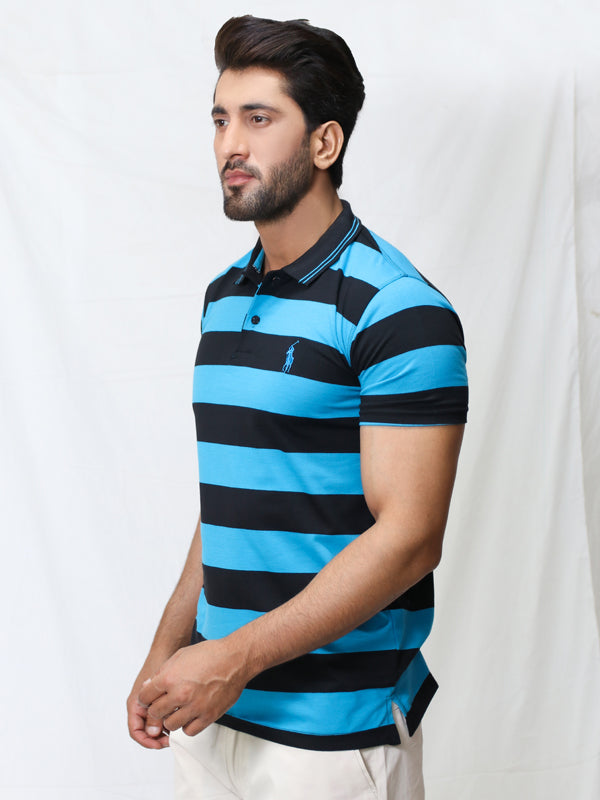 Men's Polo B Striped T-Shirt Blue