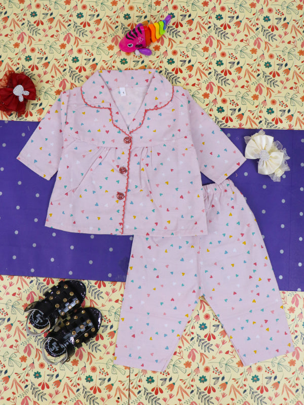 3Mth - 9Mth Pink Lace Cotton Night Suit For Girls GNS02