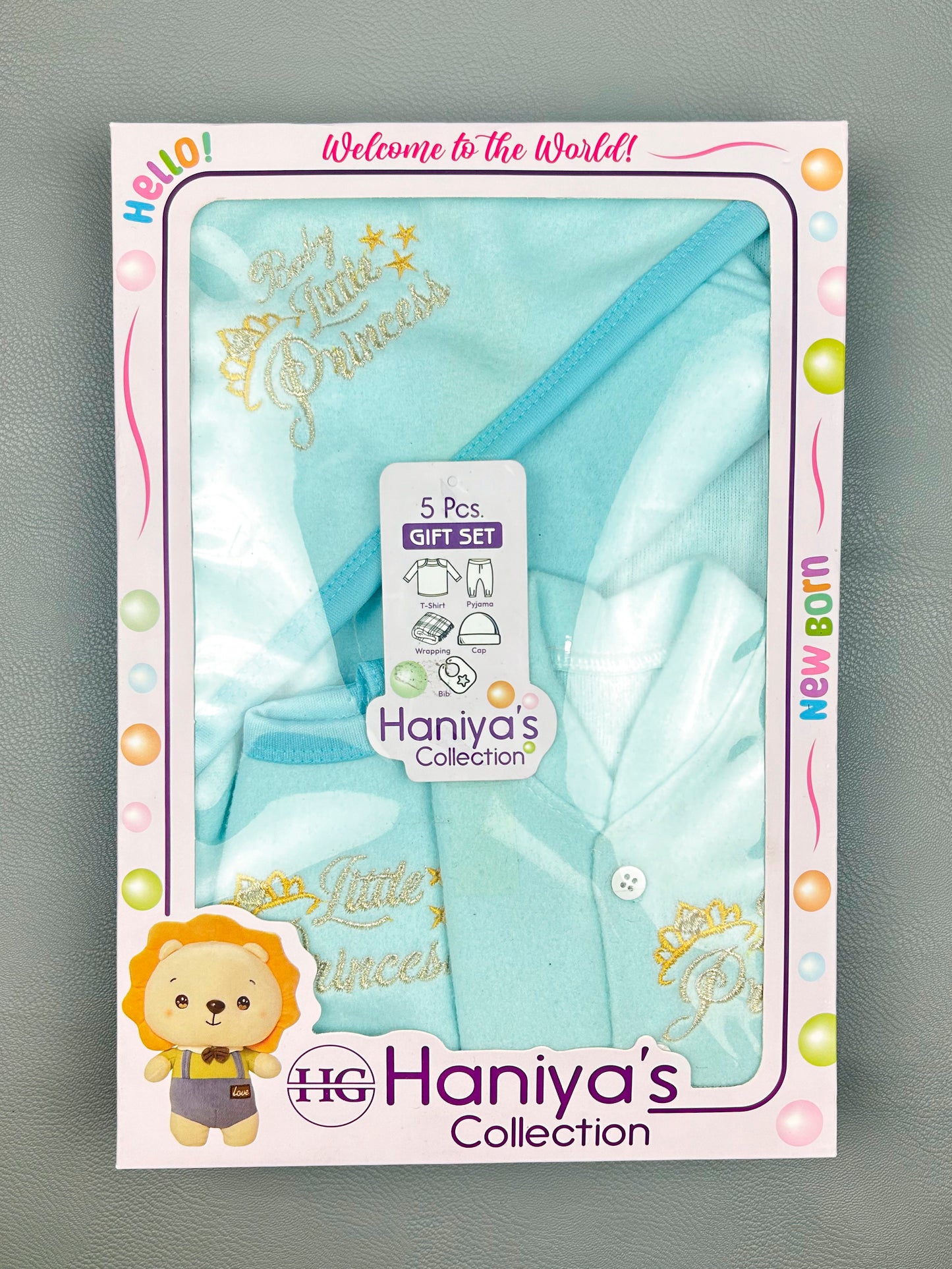 0Mth - 3Mth Light Blue Little Princess 5Pcs Gift Set For Newborn NBGS118