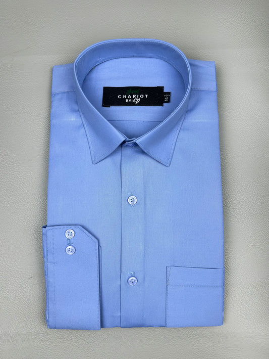 Plain Blue Formal Dress Shirt For Men MFS163