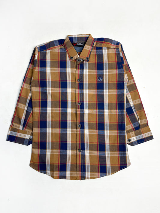 5Yrs - 12Yrs Brown Check Casual Shirt for Boys AZ BCS32