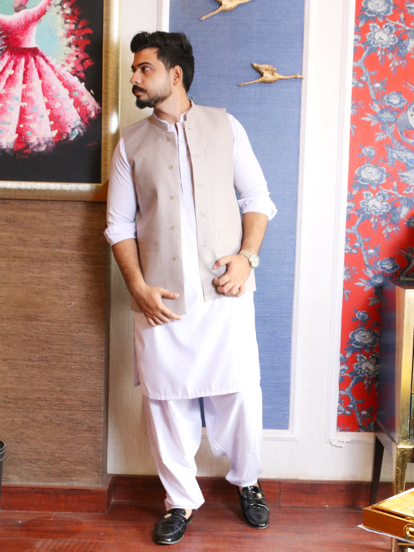 Waistcoat for Men Plain Pale Fawn