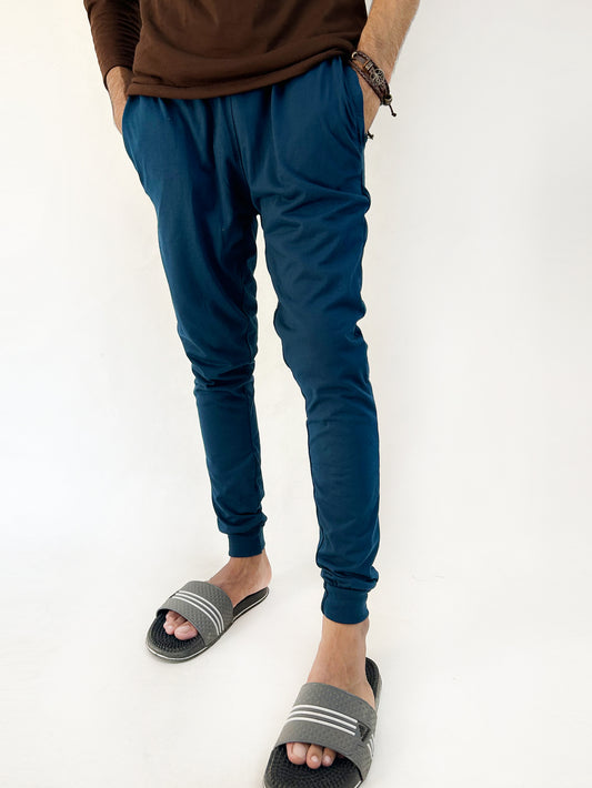 Sea Blue Plain Jersey Trouser For Men SN MT100