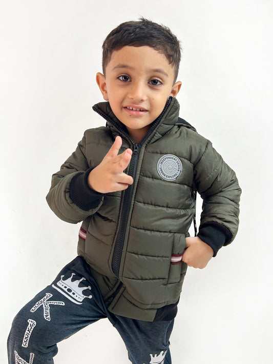 3Yrs - 9Yrs Brown Puffer Jacket For Boys NKG KJ09