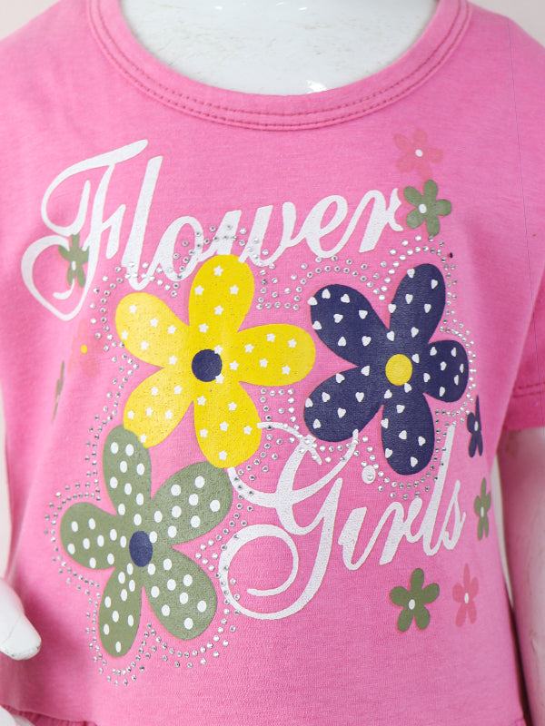 GS33 Girls Suit 1Yr - 4Yrs Flower Pink