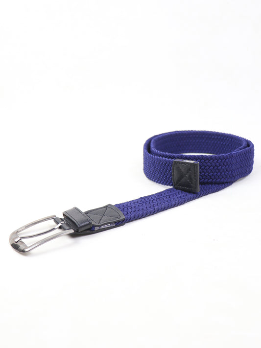 Men Canvas Elastic Fabric Woven Stretch Braided Belt Royal Blue