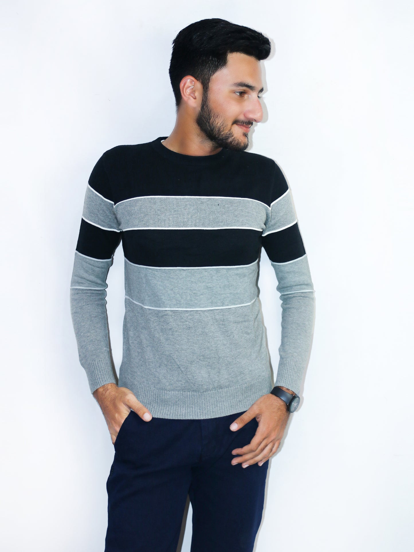 Black Crew Neck Jumper For Men