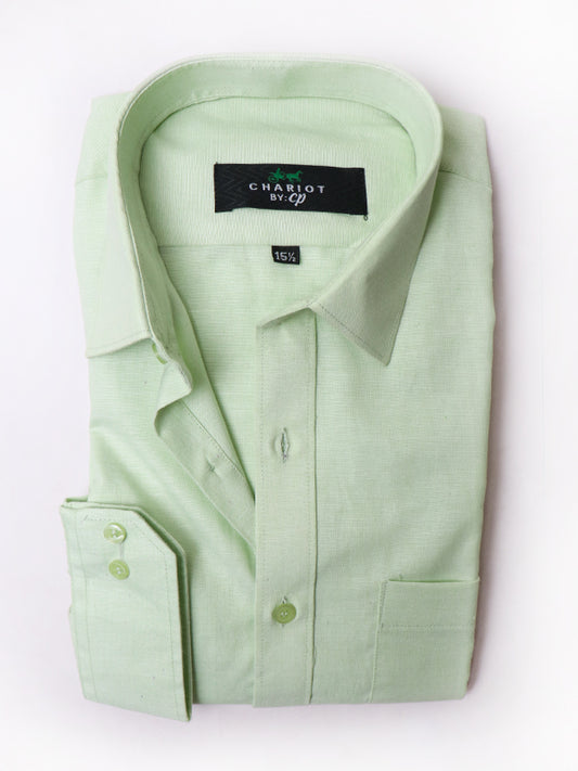 Z Men's Plain Chambray Formal Dress Shirt Light Green