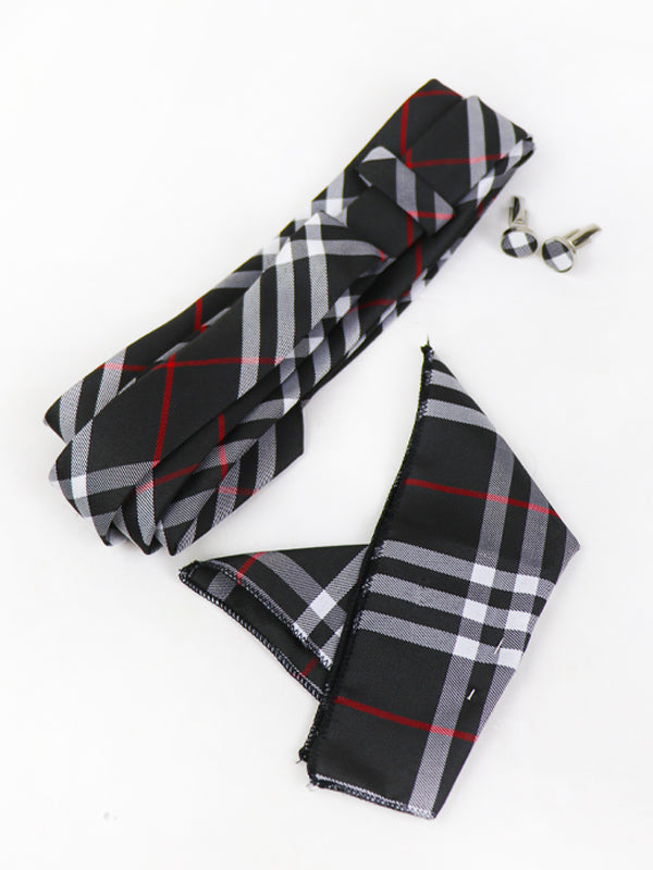 TBS38 3Pcs Tie Gift Box Tie Cuff-Link Pocket Square