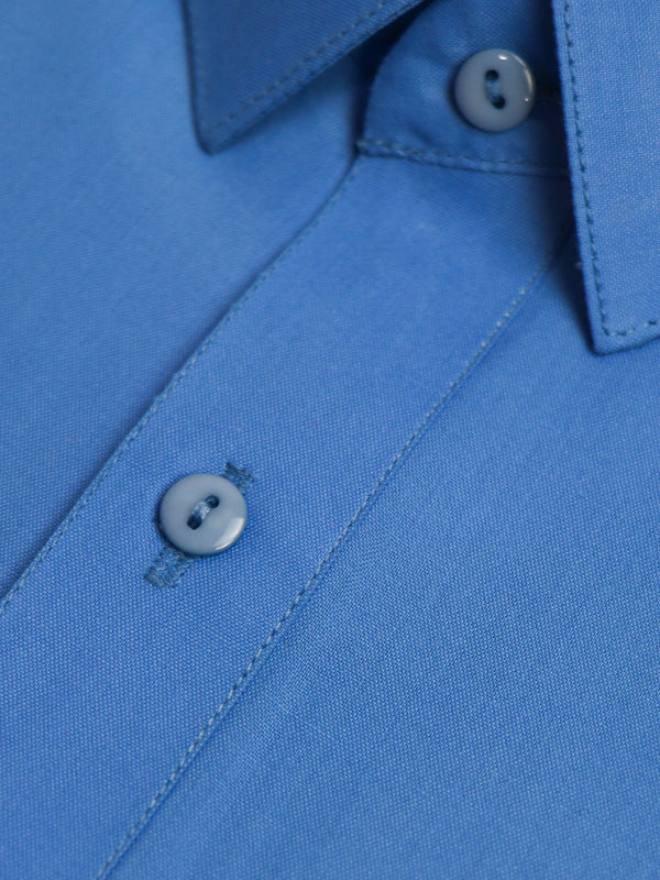 MSK10 540P AM Men's Kameez Shalwar Plain Stitched Suit Shirt Collar Blue