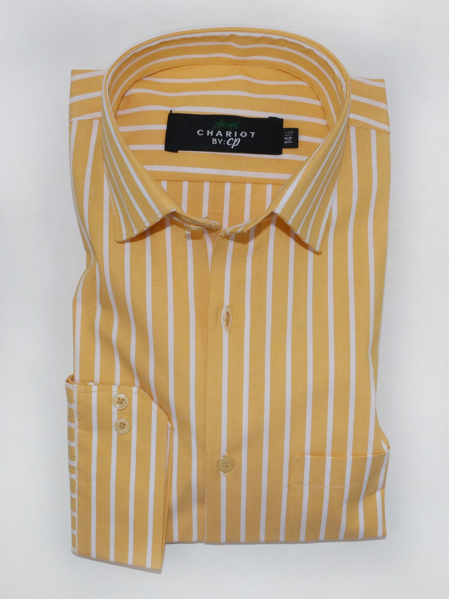 Yellow Stripes Formal Dress Shirt For Men ZH MFS221