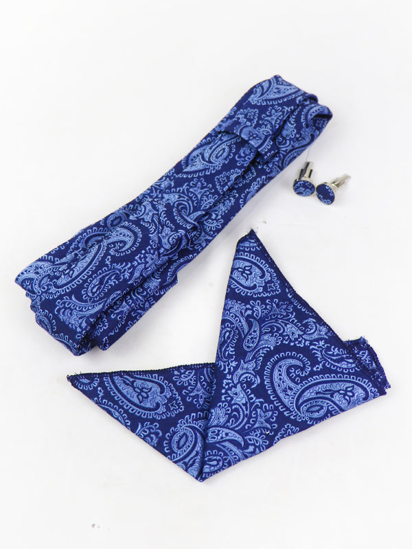 TBS18 3Pcs Tie Gift Box Tie Cuff-Link Pocket Square