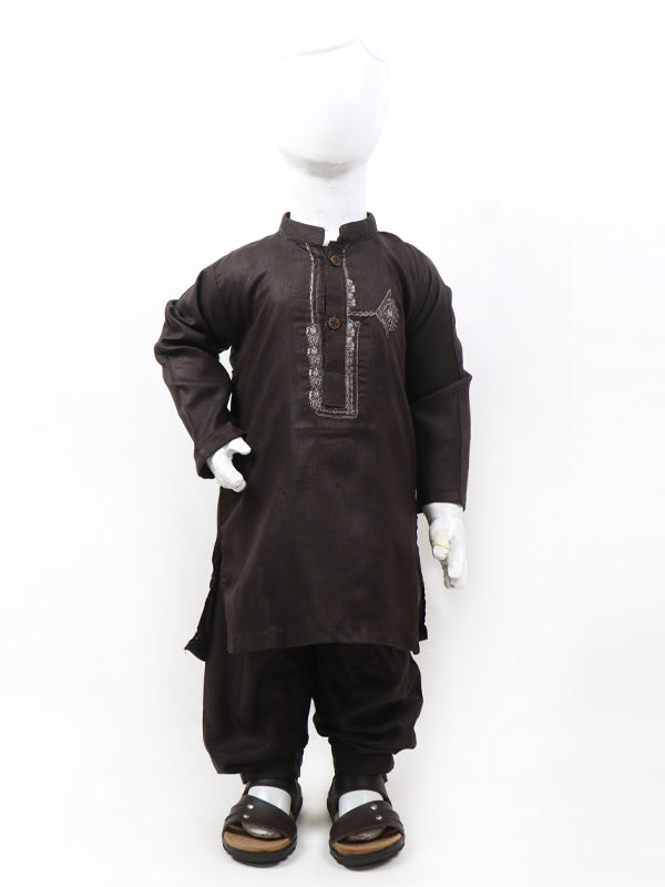 BKS25 IQ Boys Shalwar Kameez Suit 2Yrs - 14Yrs Dark Brown