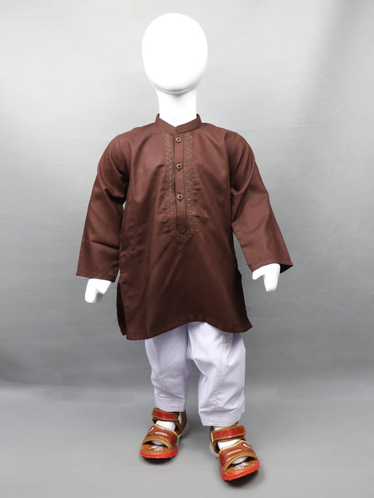 2Yrs - 14Yrs 681 Brown Kameez Shalwar Suit For Boys BKS107