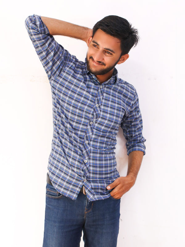 Blue Checks Casual Shirt For Men AZ MCS22