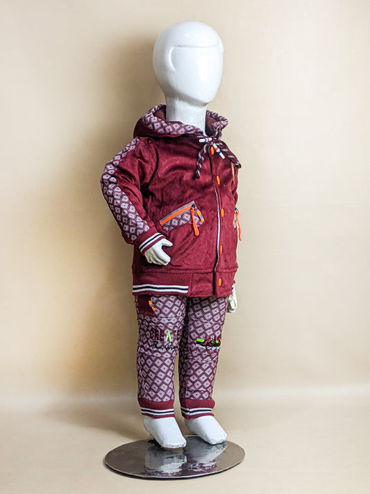 1Yr - 4Yrs Dark Maroon Suit For Kids AJ BS99