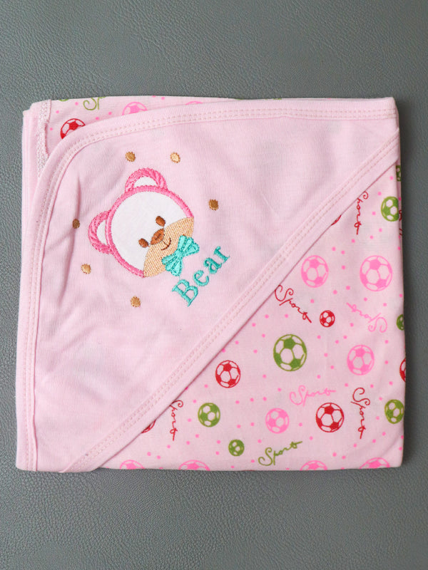 Light Pink Bear Wrapping Sheet For Newborn NWS06